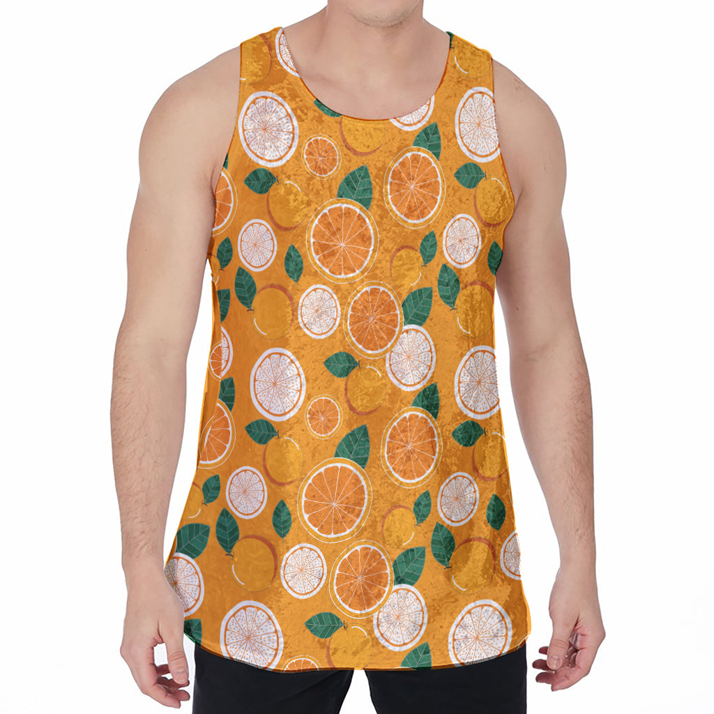 Cute Orange Fruit Pattern Print Men's Velvet Tank Top