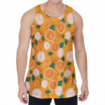 Cute Orange Fruit Pattern Print Men's Velvet Tank Top
