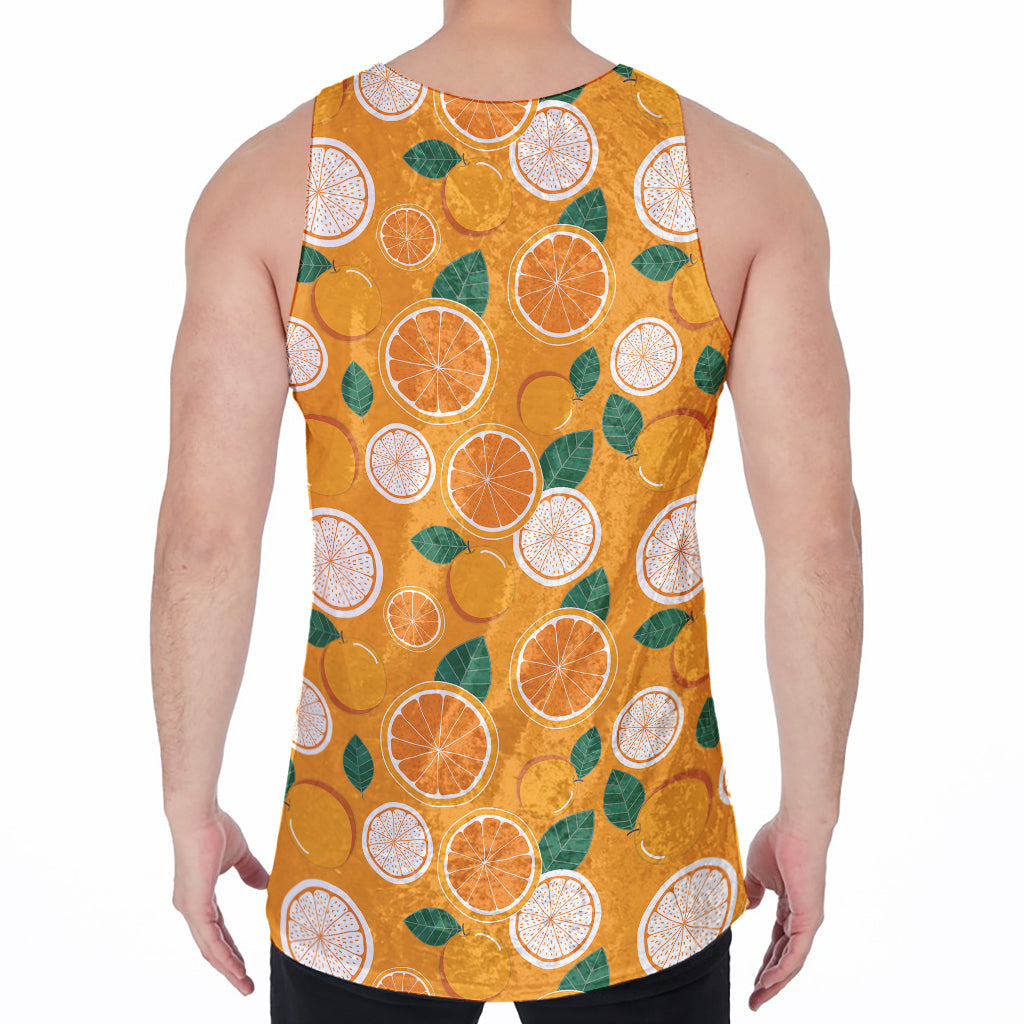 Cute Orange Fruit Pattern Print Men's Velvet Tank Top