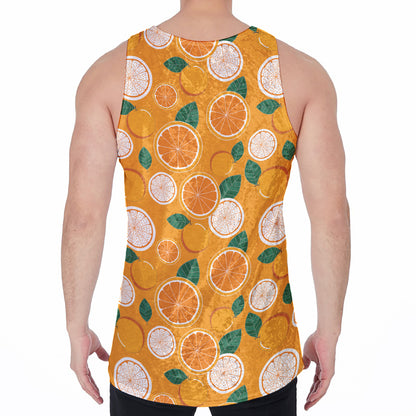 Cute Orange Fruit Pattern Print Men's Velvet Tank Top