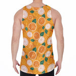 Cute Orange Fruit Pattern Print Men's Velvet Tank Top
