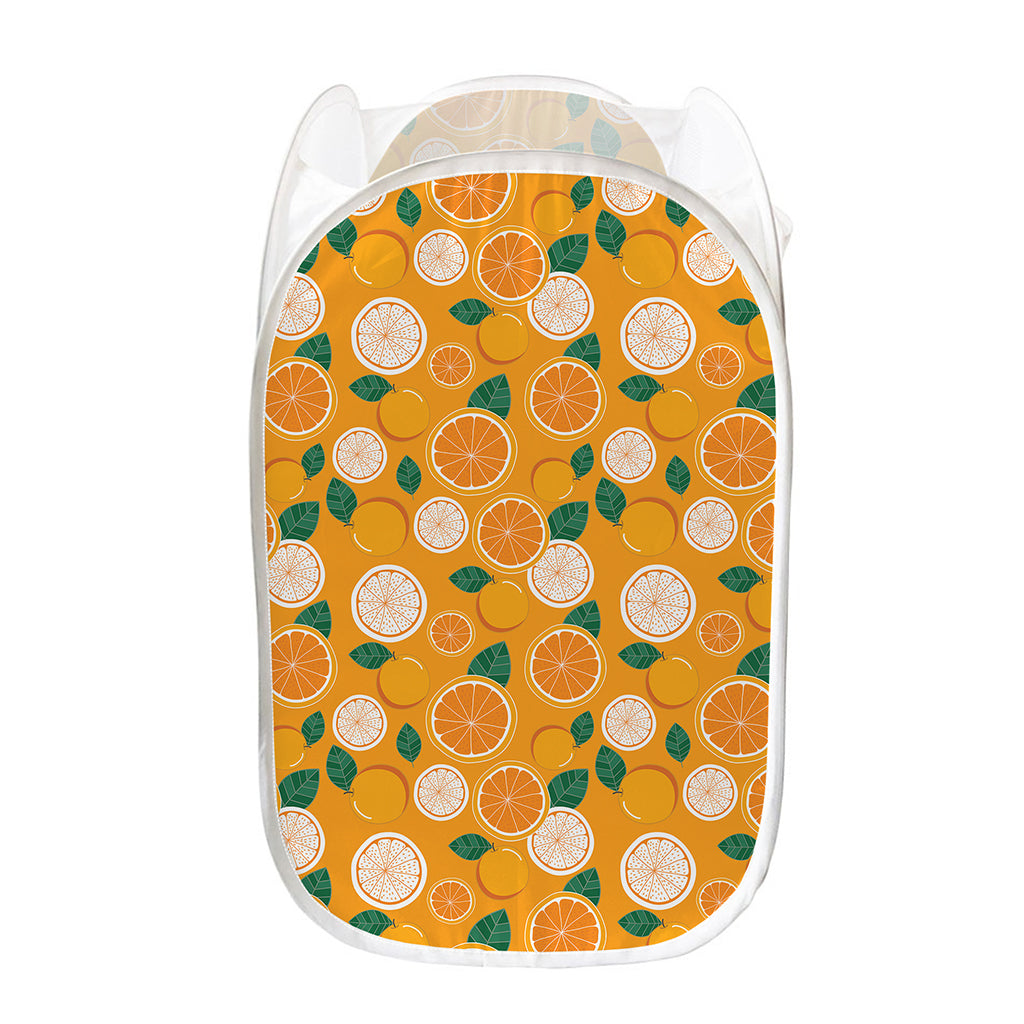 Cute Orange Fruit Pattern Print Mesh Laundry Hamper