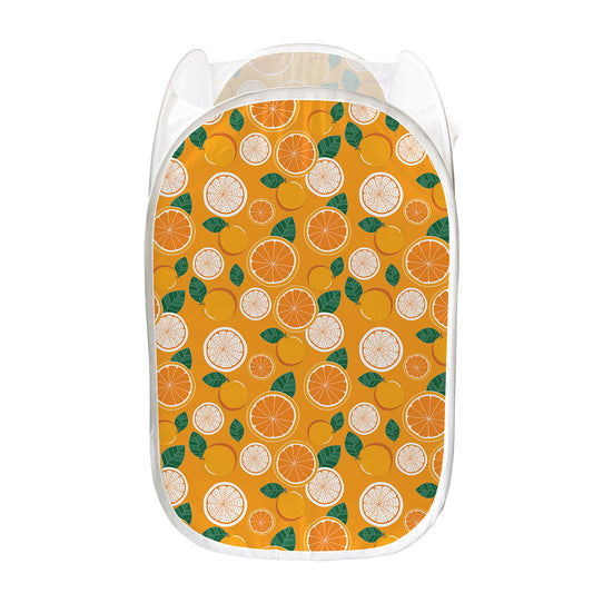 Cute Orange Fruit Pattern Print Mesh Laundry Hamper