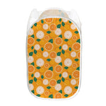 Cute Orange Fruit Pattern Print Mesh Laundry Hamper