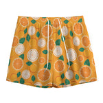 Cute Orange Fruit Pattern Print Mesh Shorts