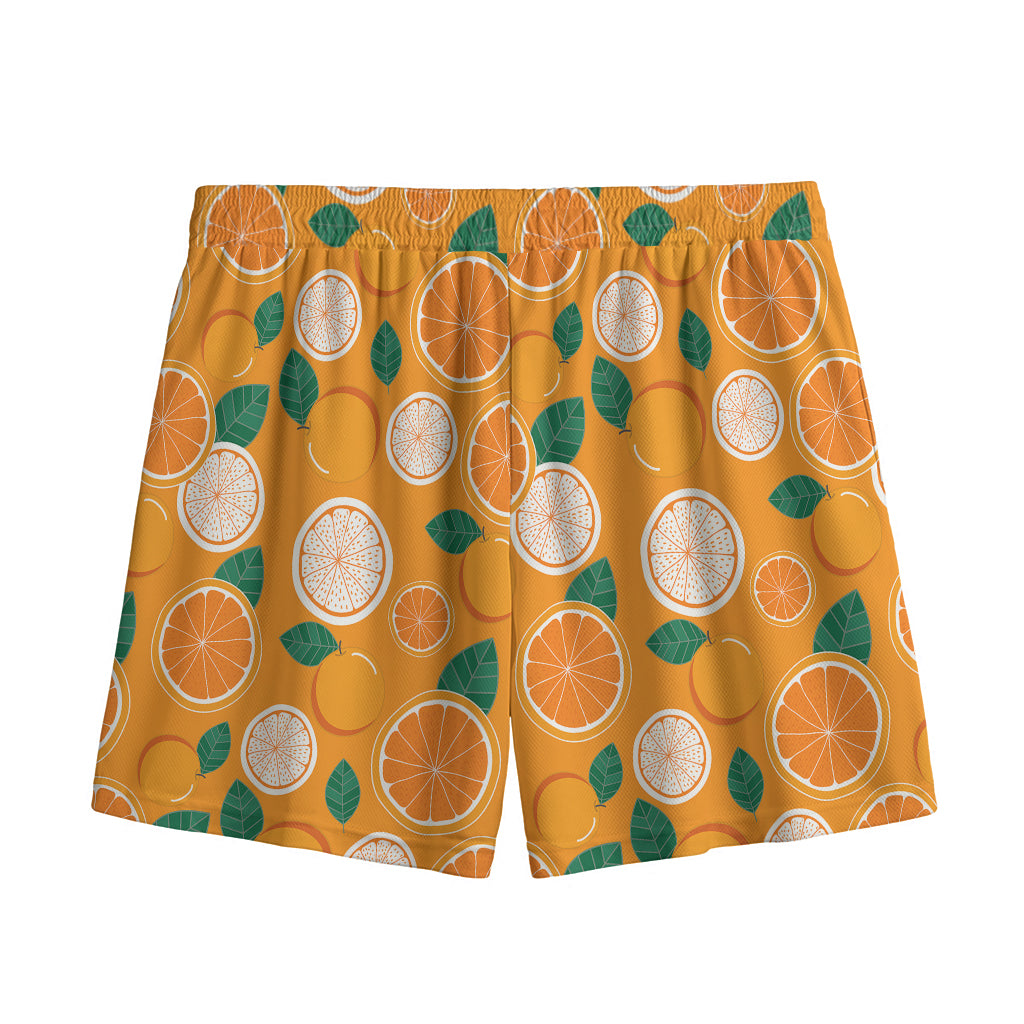 Cute Orange Fruit Pattern Print Mesh Shorts