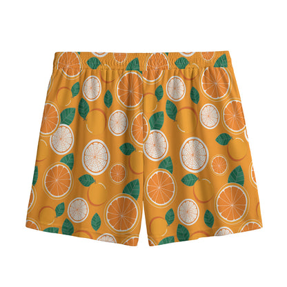 Cute Orange Fruit Pattern Print Mesh Shorts