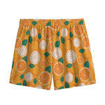 Cute Orange Fruit Pattern Print Mesh Shorts