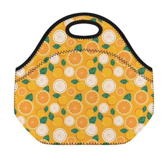 Cute Orange Fruit Pattern Print Neoprene Lunch Bag