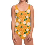 Cute Orange Fruit Pattern Print One Piece Swimsuit