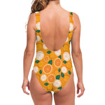 Cute Orange Fruit Pattern Print One Piece Swimsuit