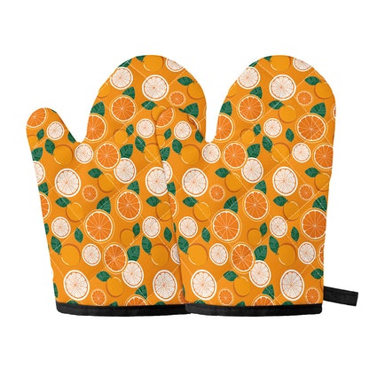 Cute Orange Fruit Pattern Print Oven Mitts