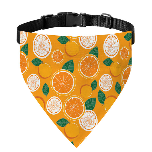 Cute Orange Fruit Pattern Print Over The Collar Dog Bandana