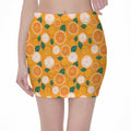 Cute Orange Fruit Pattern Print Pencil Mini Skirt