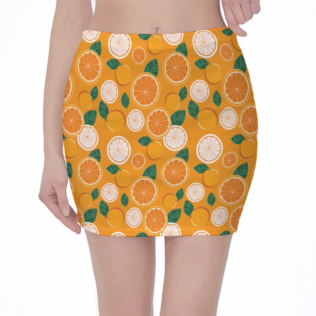 Cute Orange Fruit Pattern Print Pencil Mini Skirt