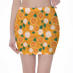 Cute Orange Fruit Pattern Print Pencil Mini Skirt
