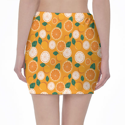 Cute Orange Fruit Pattern Print Pencil Mini Skirt