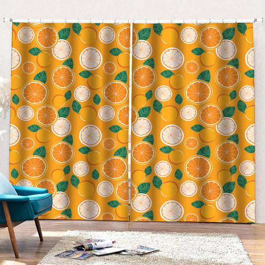 Cute Orange Fruit Pattern Print Pencil Pleat Curtains