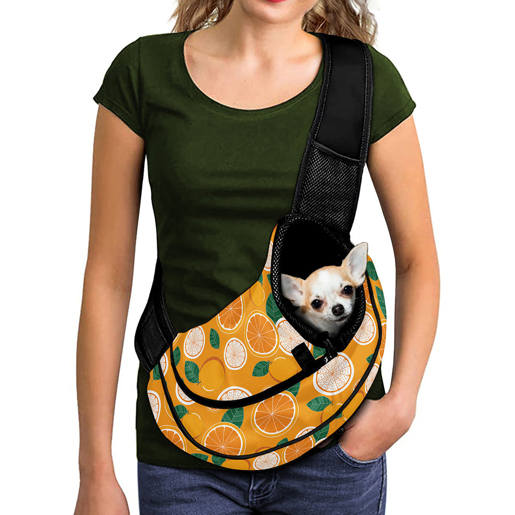 Cute Orange Fruit Pattern Print Pet Sling Carrier