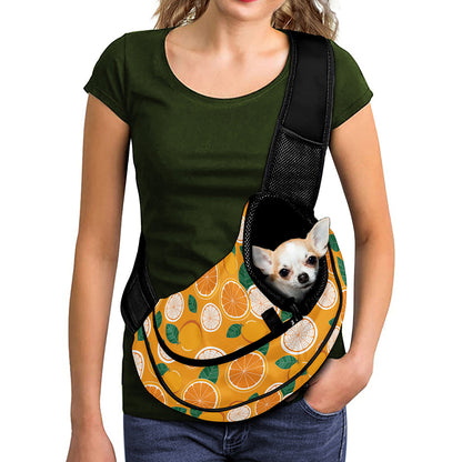 Cute Orange Fruit Pattern Print Pet Sling Carrier