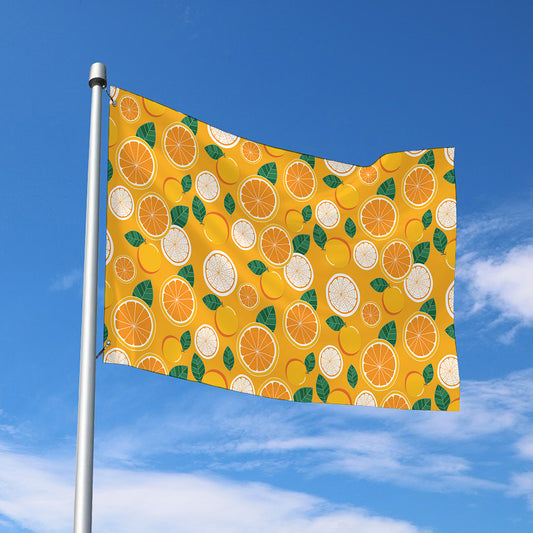 Cute Orange Fruit Pattern Print Polyester Flag