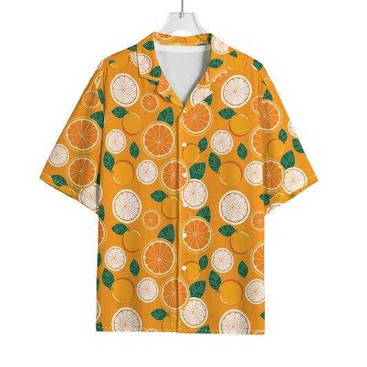 Cute Orange Fruit Pattern Print Rayon Hawaiian Shirt