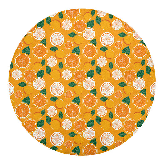 Cute Orange Fruit Pattern Print Round Blanket