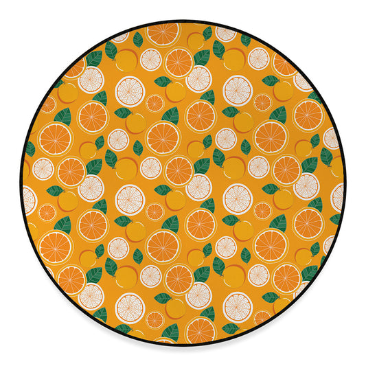 Cute Orange Fruit Pattern Print Round Floor Mat