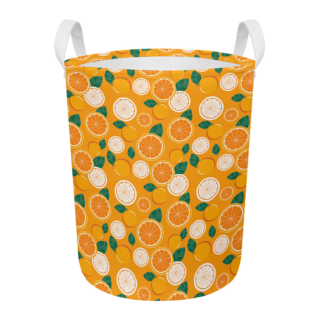 Cute Orange Fruit Pattern Print Round Laundry Basket