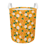 Cute Orange Fruit Pattern Print Round Laundry Basket