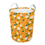 Cute Orange Fruit Pattern Print Round Laundry Basket