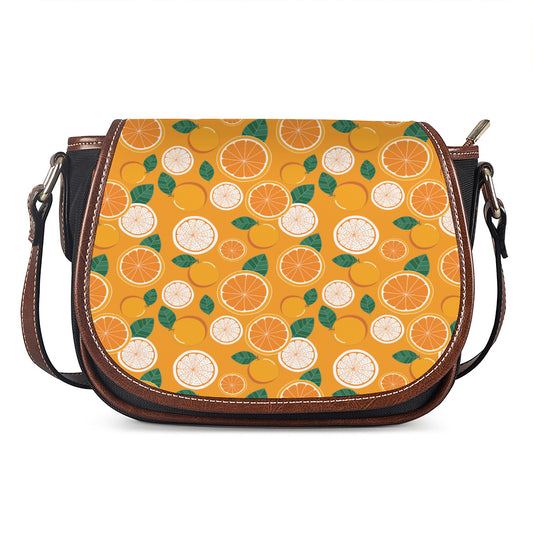Cute Orange Fruit Pattern Print Saddle Bag