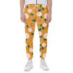 Cute Orange Fruit Pattern Print Scuba Joggers