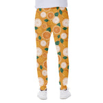 Cute Orange Fruit Pattern Print Scuba Joggers
