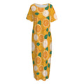 Cute Orange Fruit Pattern Print Short Sleeve Long Nightdress