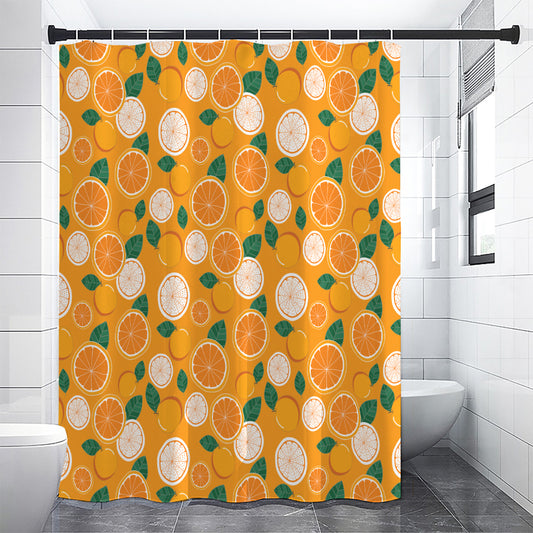 Cute Orange Fruit Pattern Print Shower Curtain
