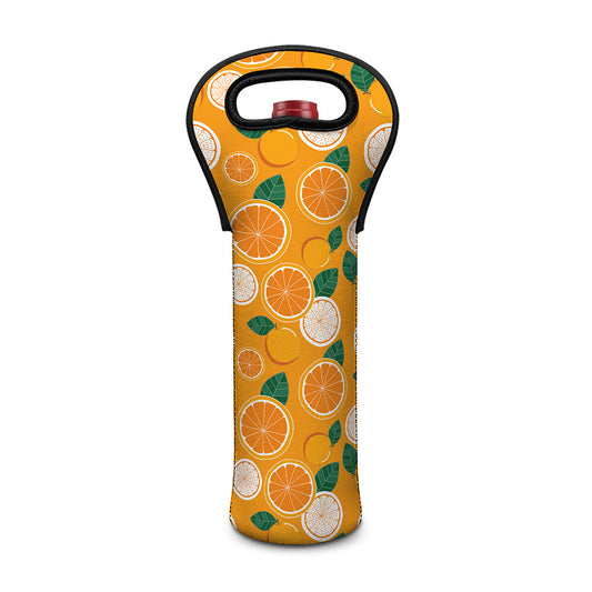 Cute Orange Fruit Pattern Print Single Neoprene Wine Tote