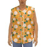 Cute Orange Fruit Pattern Print Sleeveless Baseball Jersey