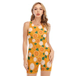 Cute Orange Fruit Pattern Print Sleeveless One Piece Swimsuit