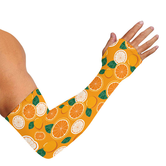 Cute Orange Fruit Pattern Print Sun Protection Arm Sleeves