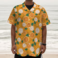 Cute Orange Fruit Pattern Print Textured Short Sleeve Shirt