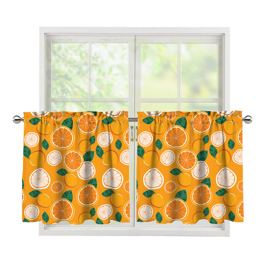 Cute Orange Fruit Pattern Print Tier Curtains