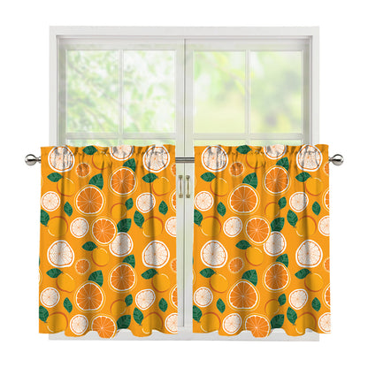 Cute Orange Fruit Pattern Print Tier Curtains