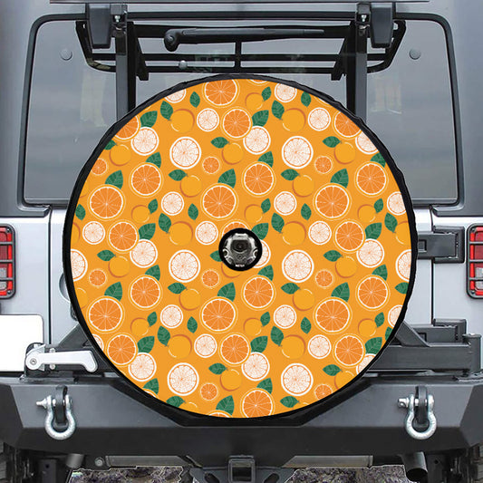 Cute Orange Fruit Pattern Print Tire Cover With Camera Hole
