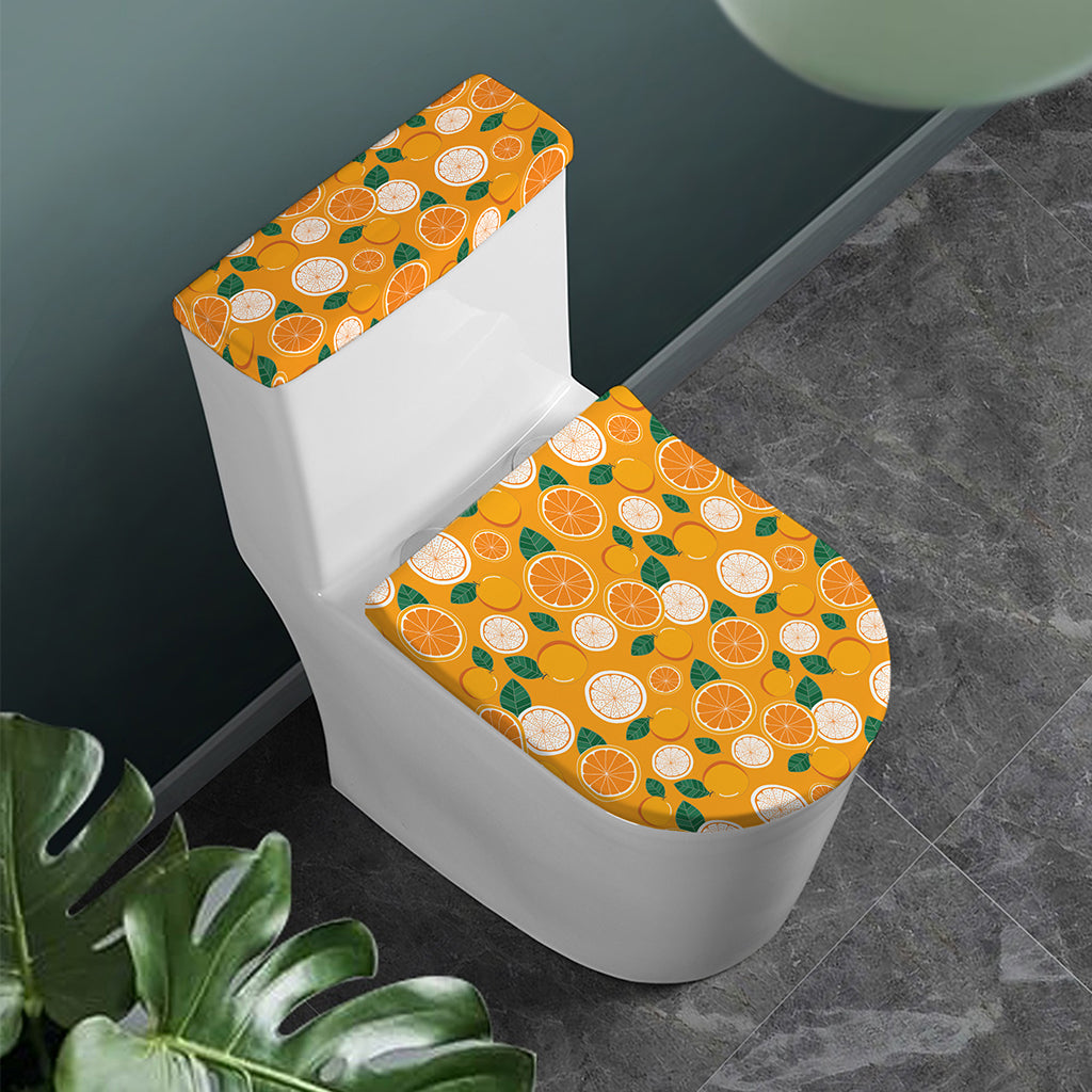 Cute Orange Fruit Pattern Print Toilet Lid And Tank Cover Set