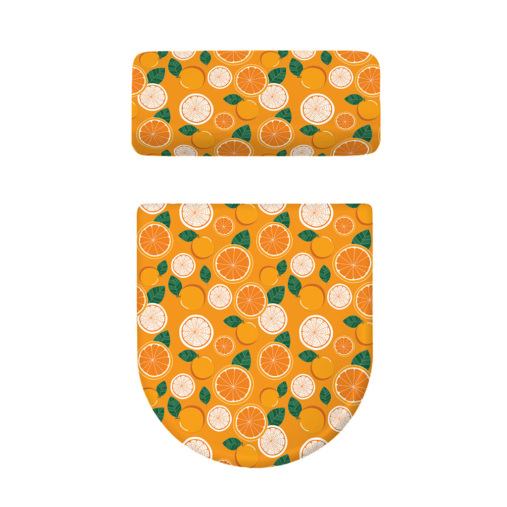 Cute Orange Fruit Pattern Print Toilet Lid And Tank Cover Set