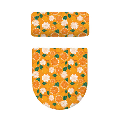 Cute Orange Fruit Pattern Print Toilet Lid And Tank Cover Set