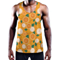 Cute Orange Fruit Pattern Print Men's Workout Tank Top