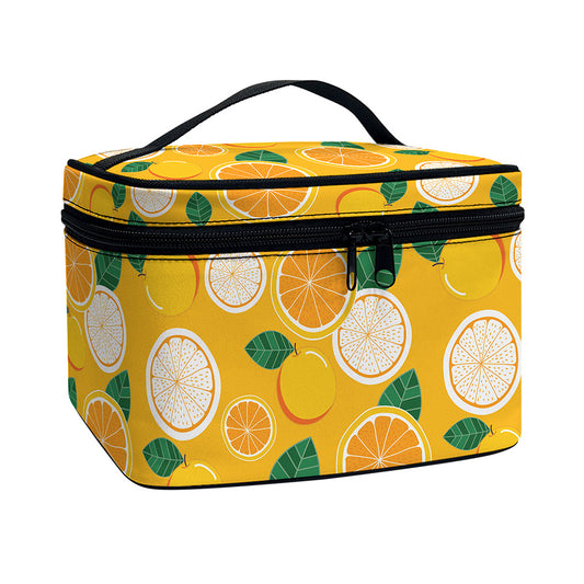 Cute Orange Fruit Pattern Print Travel Makeup Bag