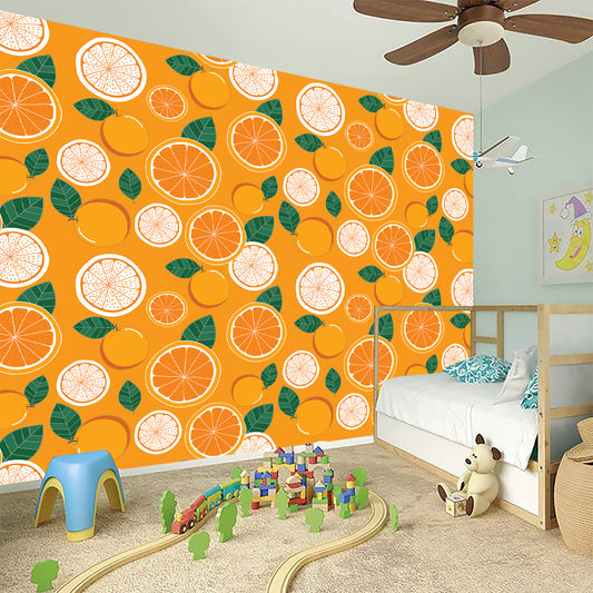 Cute Orange Fruit Pattern Print Wall Sticker
